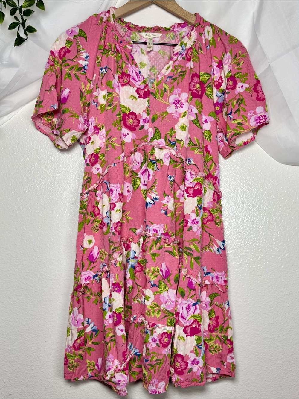 Matilda Jane Women’s Enchanted Garden Fresh Floral Tiered Ruffle Sleeve Dress